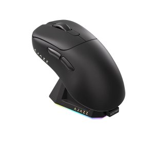 AJAZZ AJ179P Mouse Dual mode ( 2.4G / USB cable )   with Magnetic Charging Base - 400 mAh Battery  UP to 26,000 DPI - Black Color