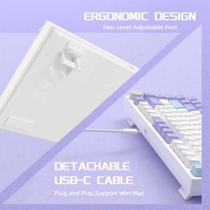 Ajazz Mechanical 75% Keyboard AK820 Sea Salt Switch, Blue And White And Purple Color, RGB Light-DIY - Image 8