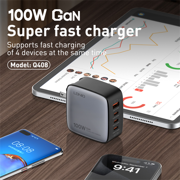 LDNIO Q408 Charger Black