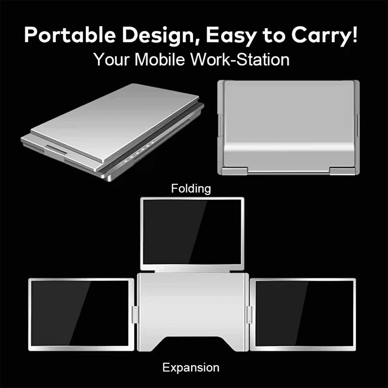 14″ Portable Tri-screen Monitor for Laptop (IPS / 1080P / Type-C) [ S780 ]