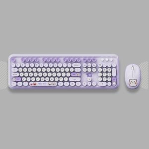 Ajazz AT042 Keyboard And Mouse Wireless 2.4G - Purple