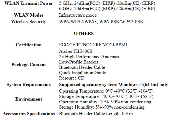 TP-link Wi-Fi 7 PCIe TBE400E