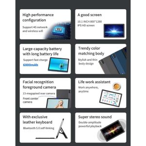 VIKUSHA V-Z40 Tablet 10.1 inch " Octa-Core CPU, 4GB RAM, 64GB Storage, Gray Color, Wi-Fi " with VIKUSHA P100 20000mAh - Image 3