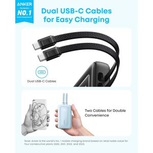 Anker Zolo Power Bank 10000mAh 35W with Built-in Dual USB-C Cables Black A1680H12 - Image 2