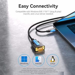 Vention USB to RS232 Serial Adapter 1.5 m Black  - VAS-C02-B150 - Image 3