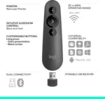 Logitech R500s Laser Presentation Remote PowerPoint Clicker with Laser Pointer, Wireless Presentation Clicker Remote - Image 2