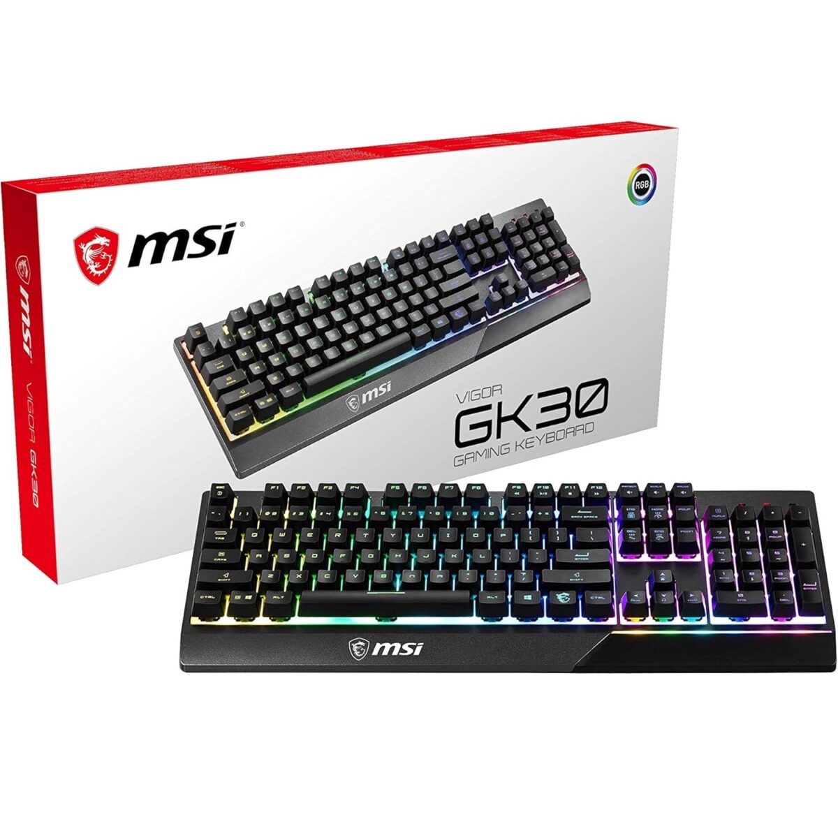 MSI VIGOR GK30 RGB Gaming Keyboard, 6-Zone RGB - Black - Image 3