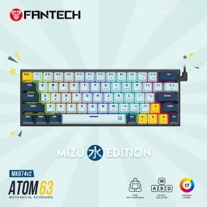 fantech atom63 mk874v2 mechanical gaming keyboard – mizu series sky blue