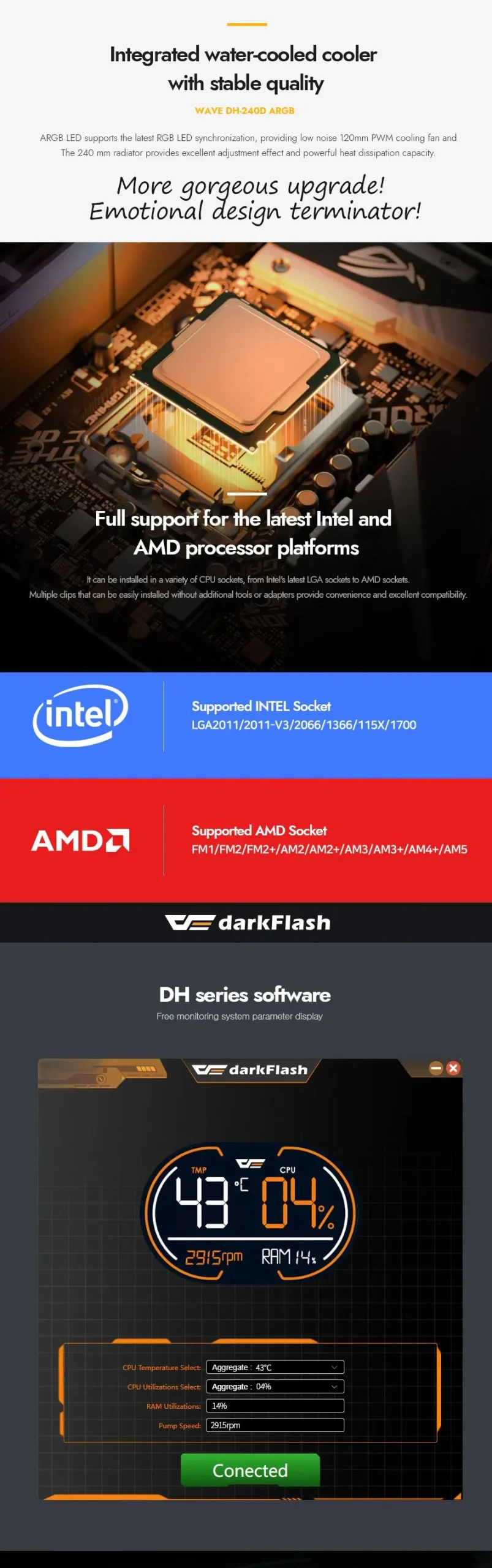 DarkFlash DH240D Liquid CPU