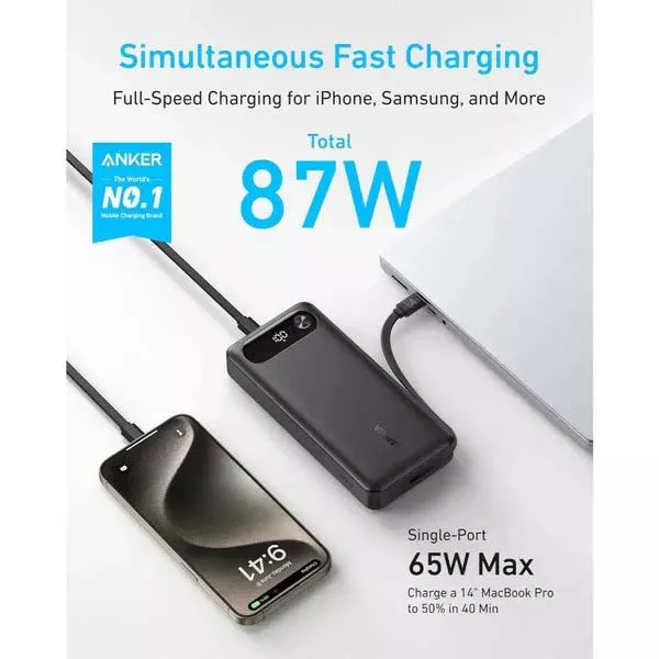 Built‑in USB‑C Cable Power Bank