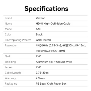 Vention HDMI 1 m Black