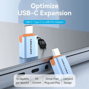 Vention USB 3.1 Type-C Male to USB Female OTG Adapter with Lanyard Aluminum Alloy Type - CUBH0 - Image 4