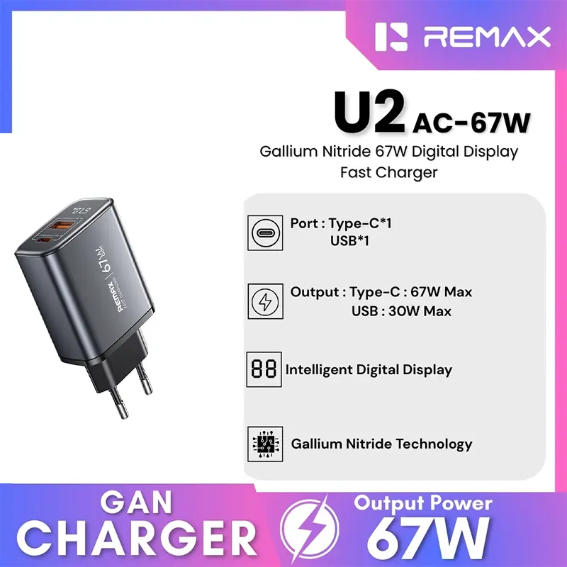 Remax charger 67W USB-A+USB-C