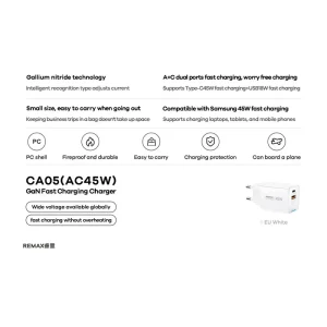 Remax charger 45W USB-A+USB-C