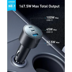 Anker Car Charger 167.5W+3 Ports