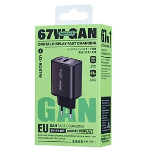 Remax 67W USBA+USBC Gallium Nitride Digital Display Fast Charger Adapter \ U02-AC67W - Image 3