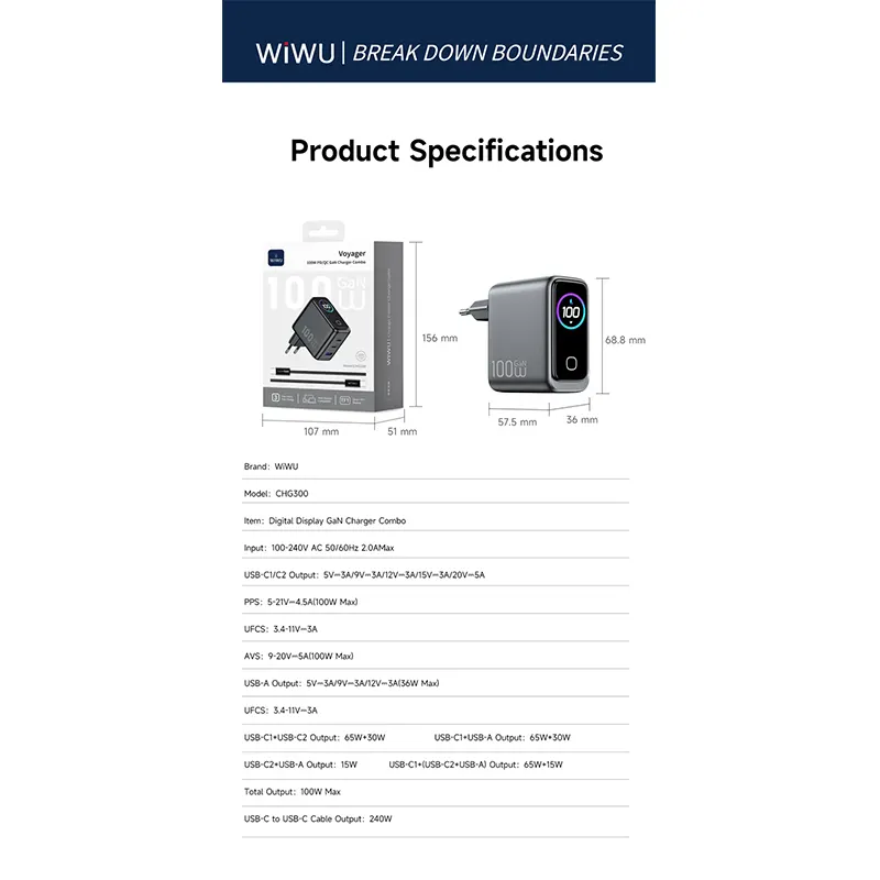 WiWU Charger 100W CHG300