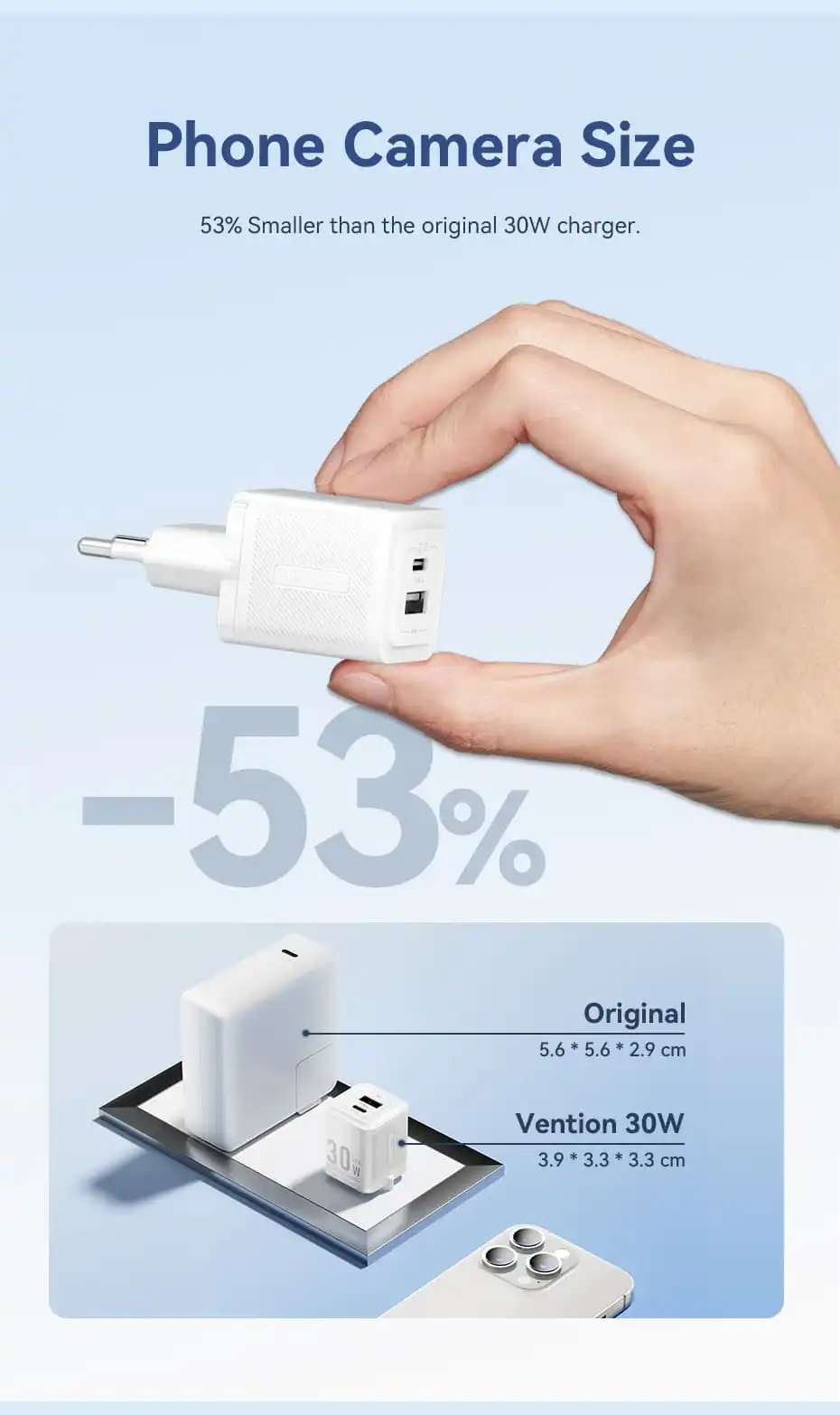 Vention 2-Port 30W GaN Charger White FEQW0