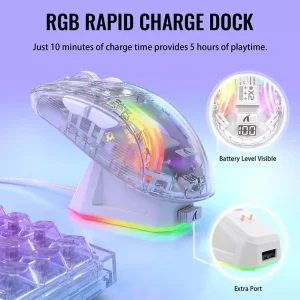 ATTACK SHARK X2PRO Wireless Gaming Mouse with Charging Dock White - Image 5