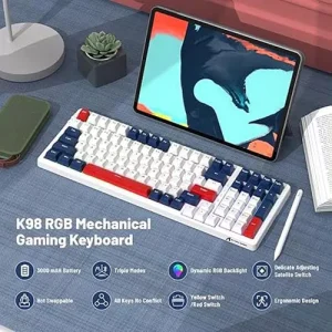 ATTACK SHARK K98 Mechanical Keyboard Gray Yellow Switch - Image 3