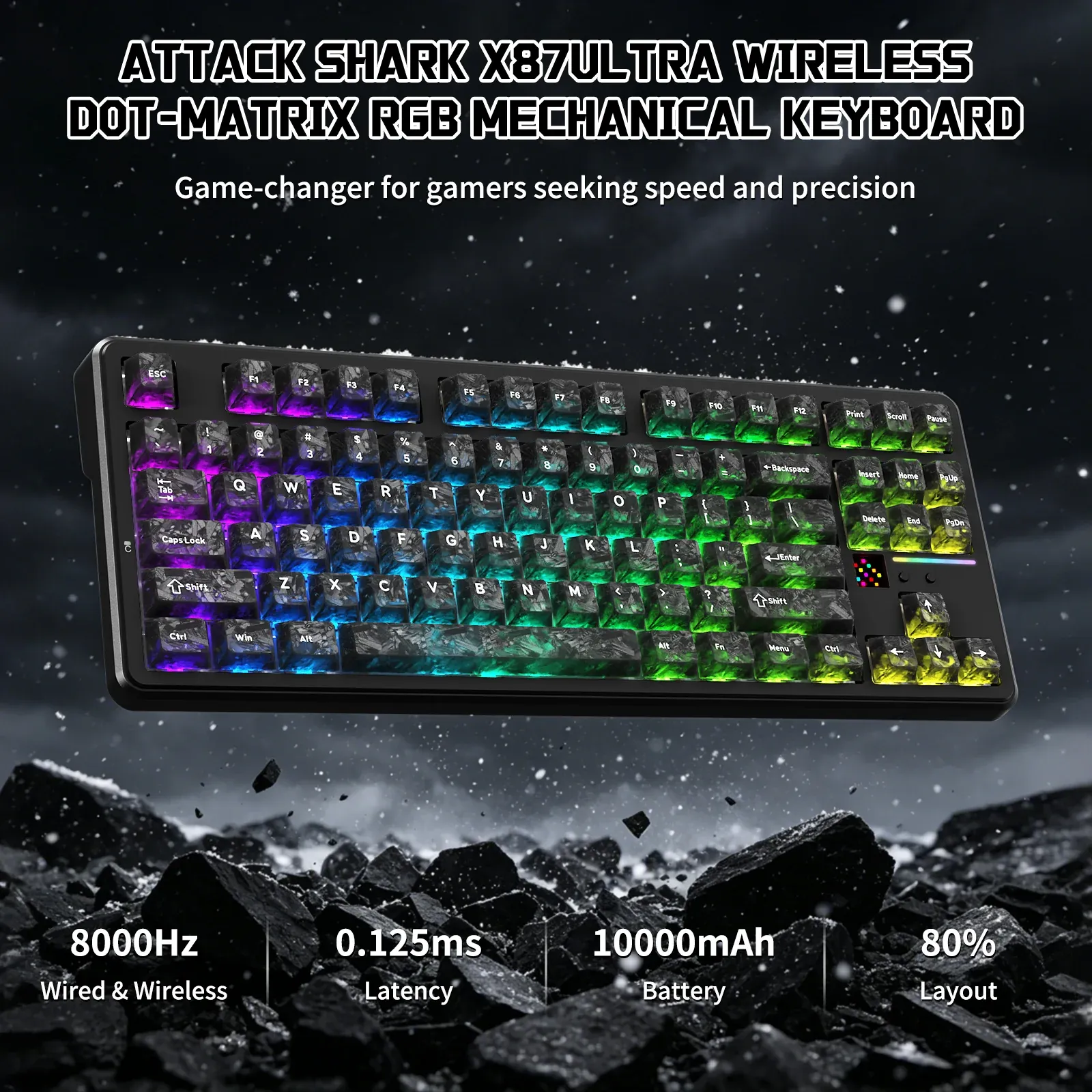 ATTACK SHARK X87 ULTRA Wireless Keyboard Forged Carbon