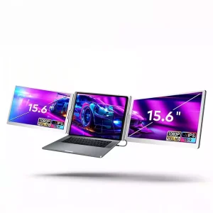 E-Tech Portable Quad Screen Monitors 15.6 Inch 2 Screens One Cable Metal+Plastic S888