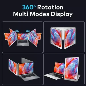 E-Tech Portable Quad Screen Monitors 15.6 Inch 2 Screens One Cable Metal+Plastic S888 - Image 3
