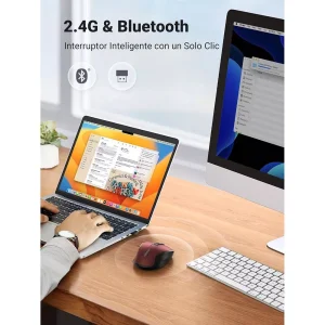 UGREEN 25752 Ergonomic Contoured-Shape Design Wireless Mouse 2.4GHz BT Red - Image 6