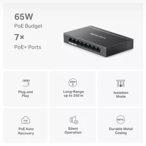 Mercusys 8-Ports Gigabit Desktop with 7-Ports PoE+ MS108GP - Image 6